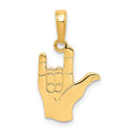 14k I Love You Hand/ Sign Language Pendant, 21 x 12 mm