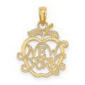 14k NEW YORK in Apple Cut-out Charm, 15.3 x 15.15 mm