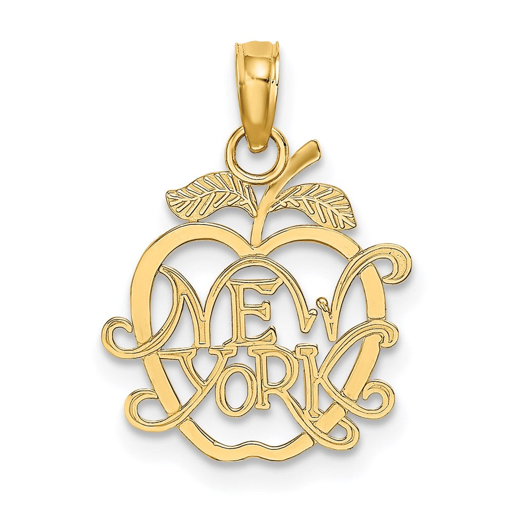 14k NEW YORK in Apple Cut-out Charm, 15.3 x 15.15 mm