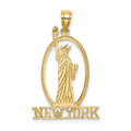 14k Cut-out NEW YORK with Statue of Liberty Charm, 25.6 x 18.4 mm