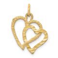 14K Polished and Textured Double Heart Pendant, 21 x 17 mm