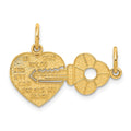 14K Polished 2-Piece Break-Apart HE WHO HOLDS THE KEY CAN UNLOCK MY HEART Charm, 19 x 24 mm