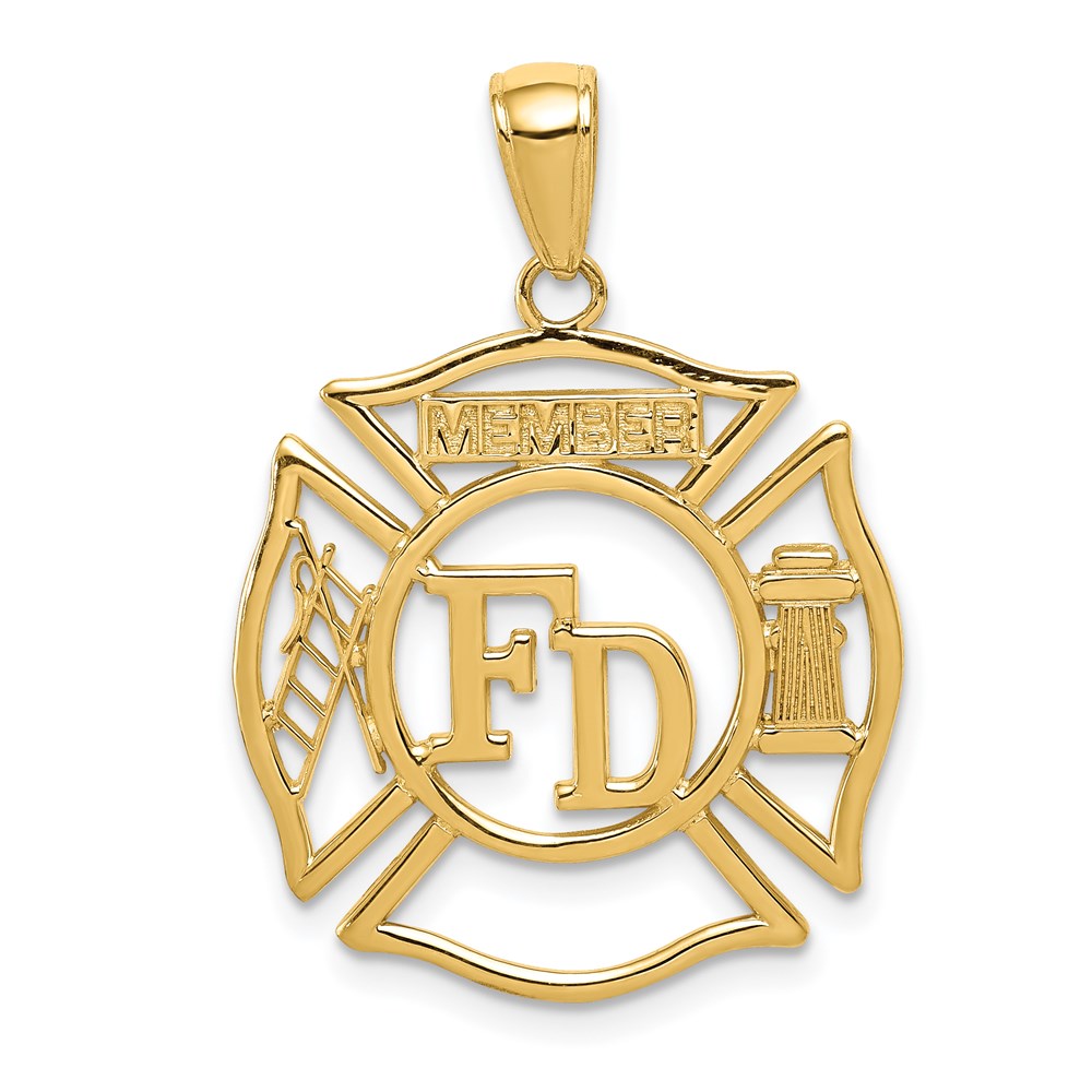 14k FD MEMBER in Shield Pendant, 30 x 20.5 mm