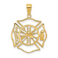 14k Fireman Shield Pendant, 29 x 21 mm