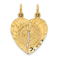 14k 2-Piece Break-apart Diamond-cut FROM MY HEART DIRECT TO YOURS Charm, 23 x 18 mm