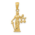 14k 3-D Lady of Justice with Moveable Scales Pendant, 24 x 13 mm