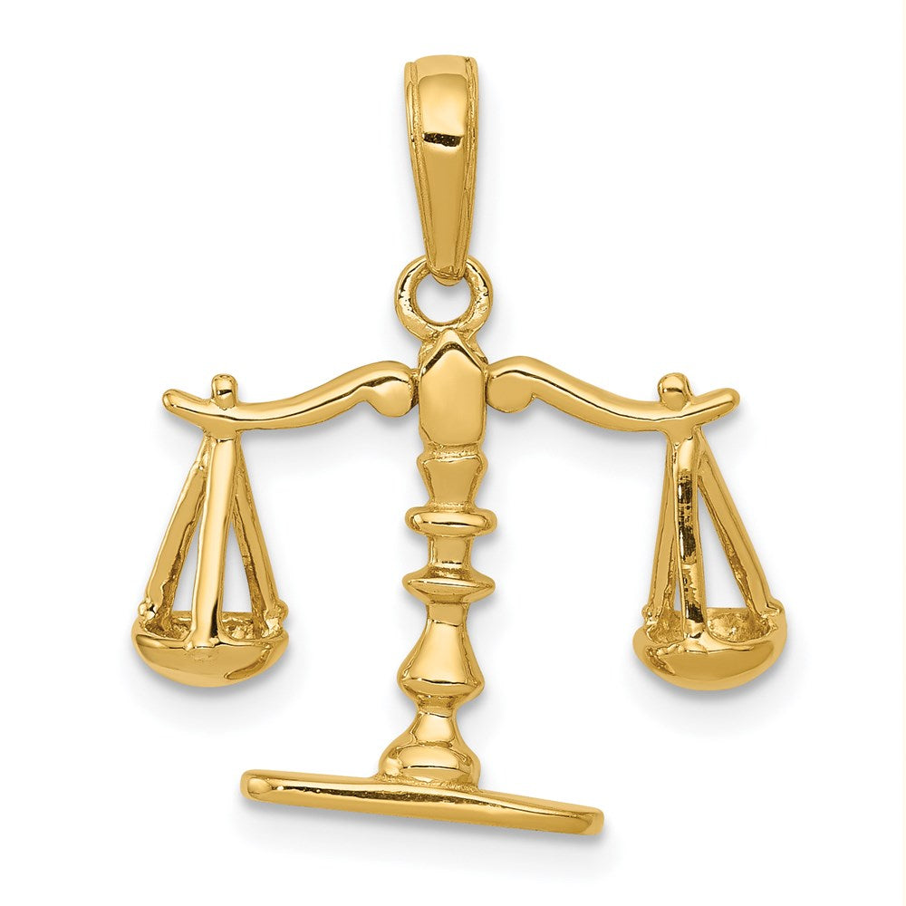 14k 3-D Moveable Scales of Justice Pendant, 20 x 20 mm