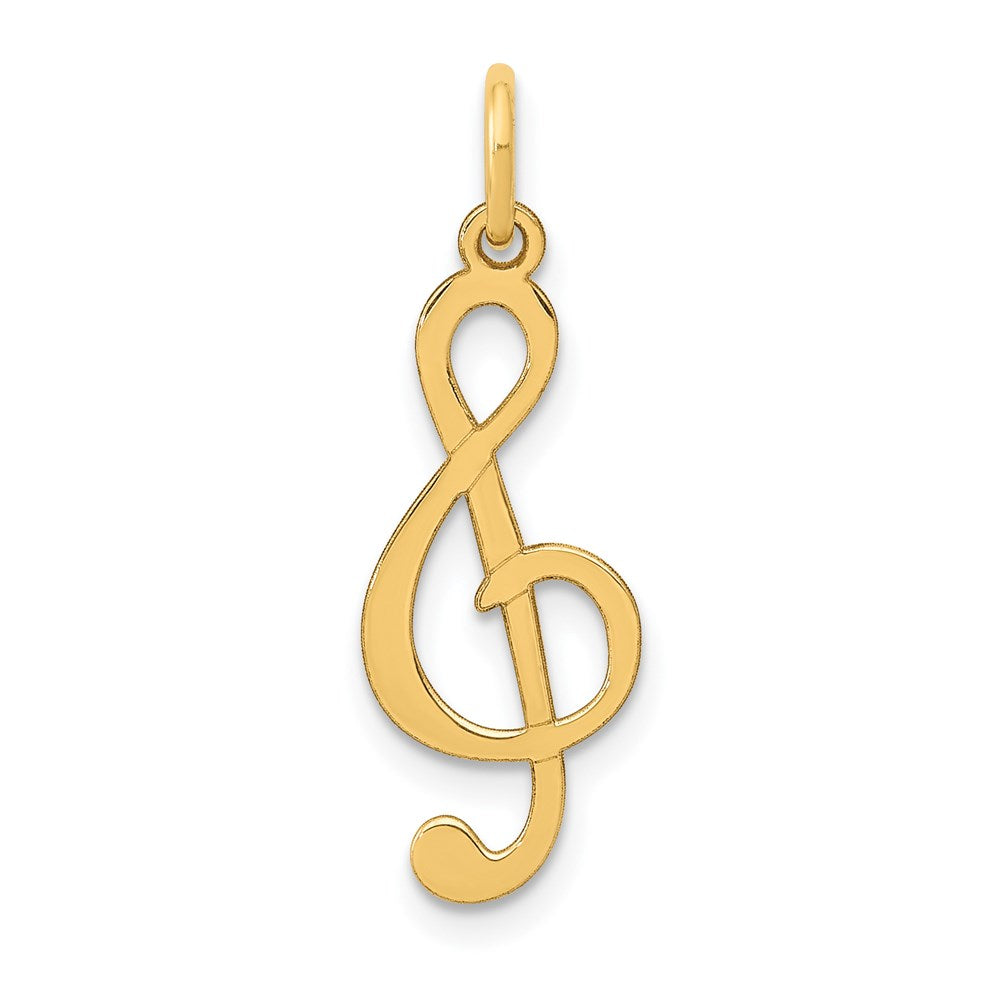 14k Polished Treble Clef Charm, 25 x 9 mm