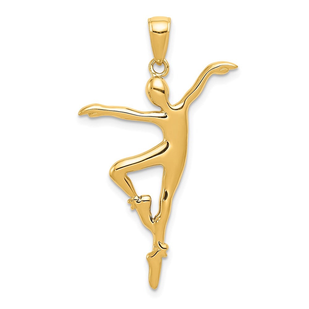 14k Unisex Ballet Dancer Pendant, 35 x 20 mm