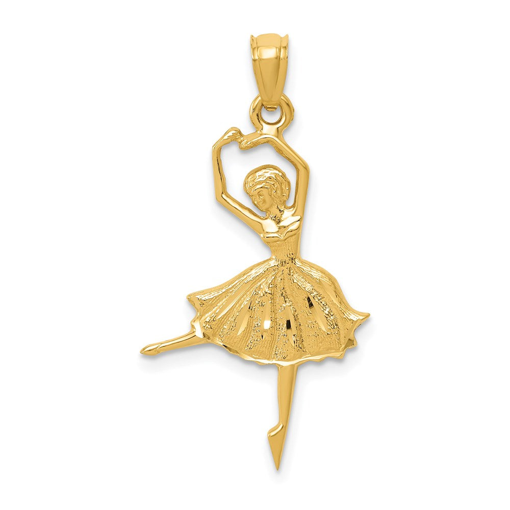 14k Dancing Ballerina Pendant, 30 x 16 mm