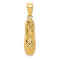 14k 3-D Ballet Slipper Pendant, 25 x 5 mm