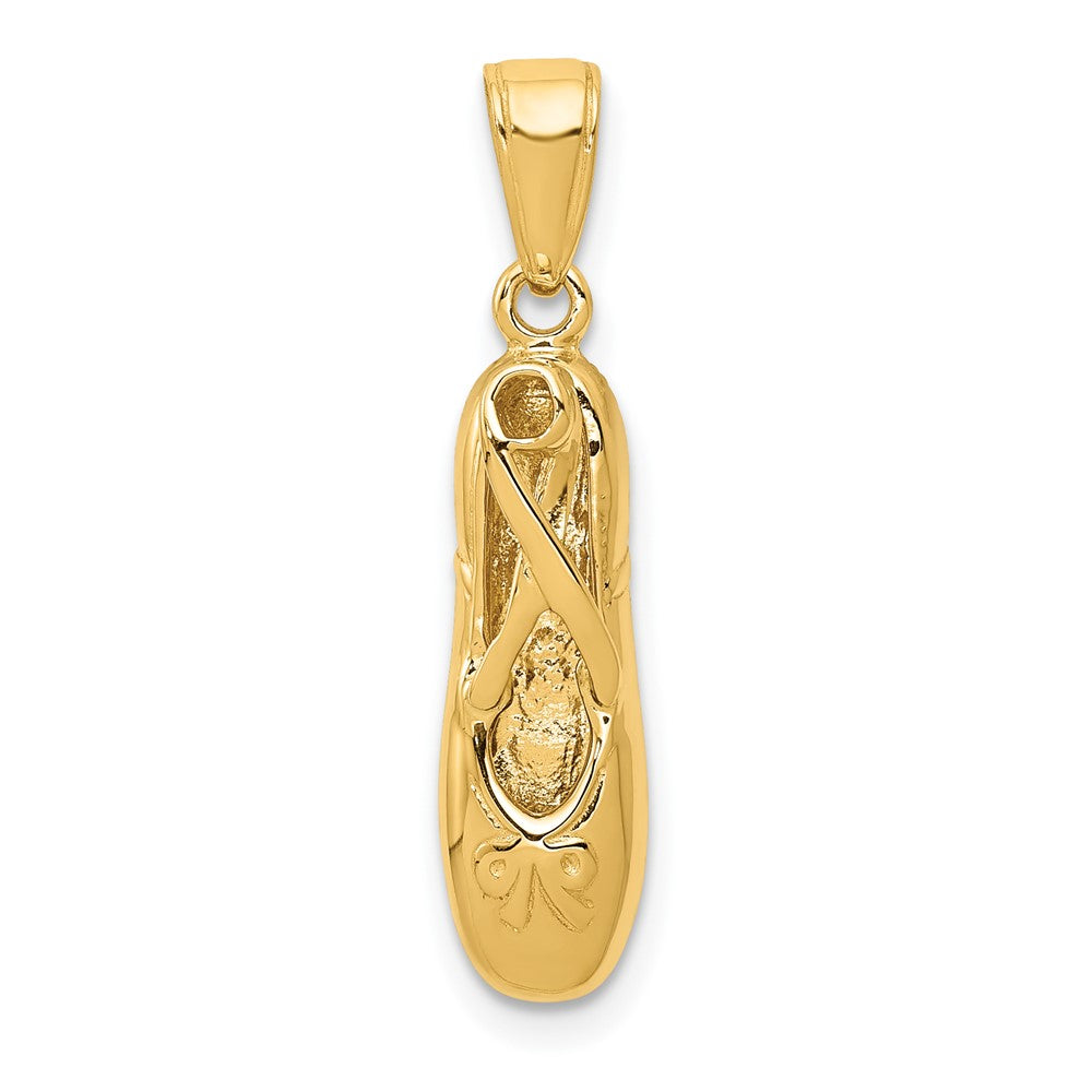 14k 3-D Ballet Slipper Pendant, 25 x 5 mm