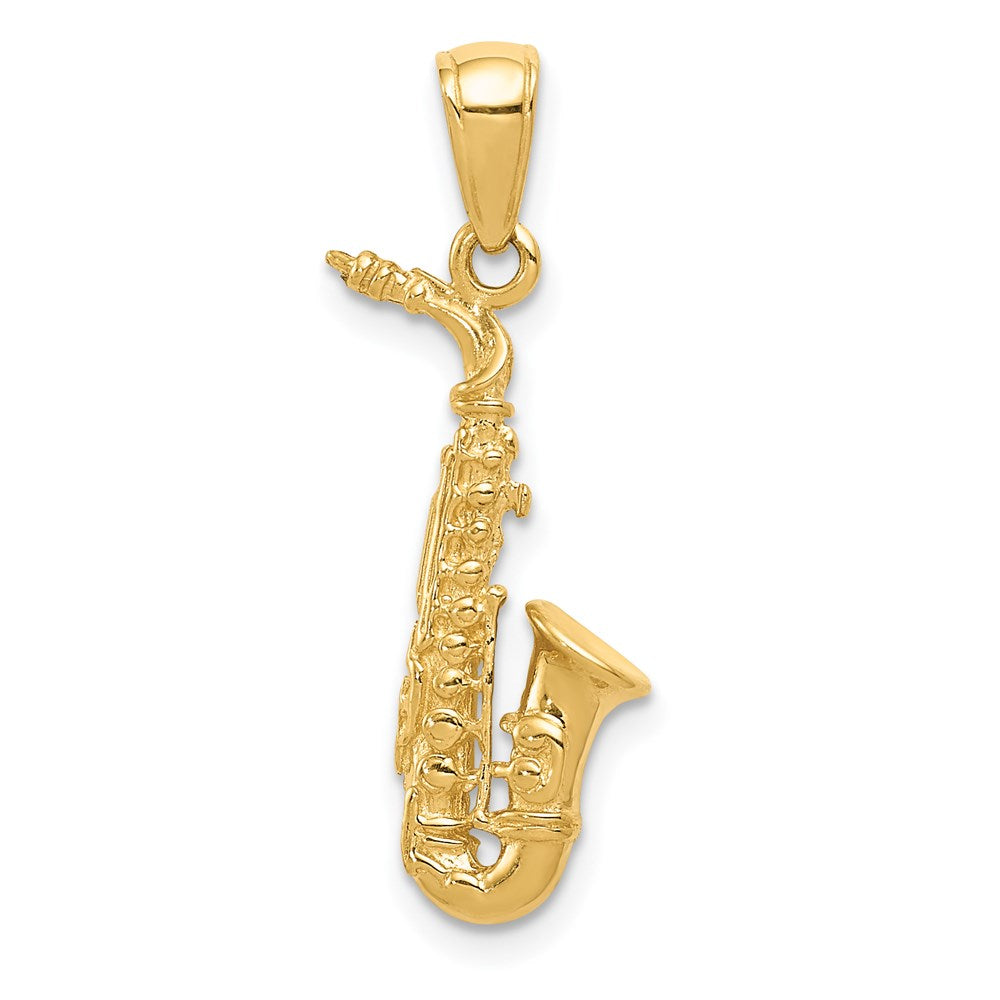 14k 3-D Saxophone Pendant, 25 x 12 mm