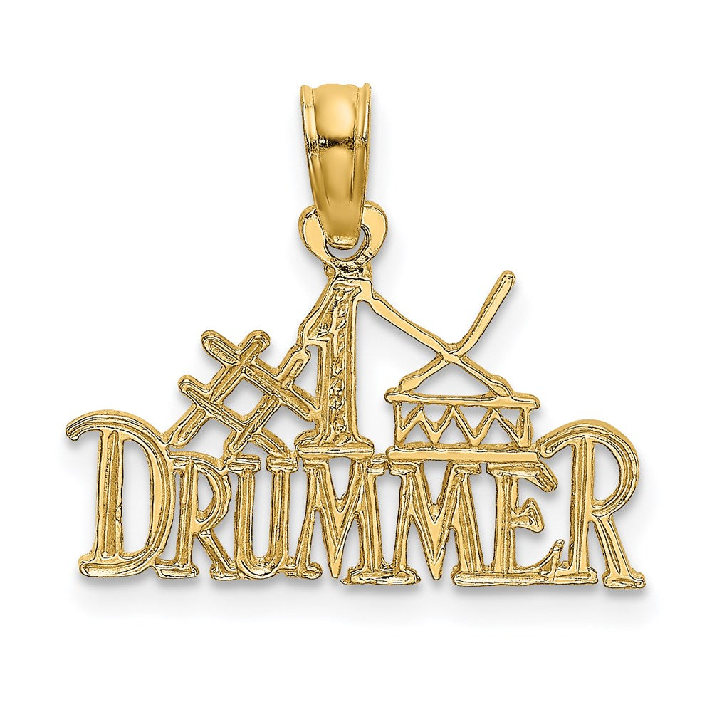 14K #1 DRUMMER Charm, 10.14 x 17.73 mm
