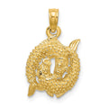 14k 3-D Pisces Zodiac Charm, 18.85 x 11.7 mm