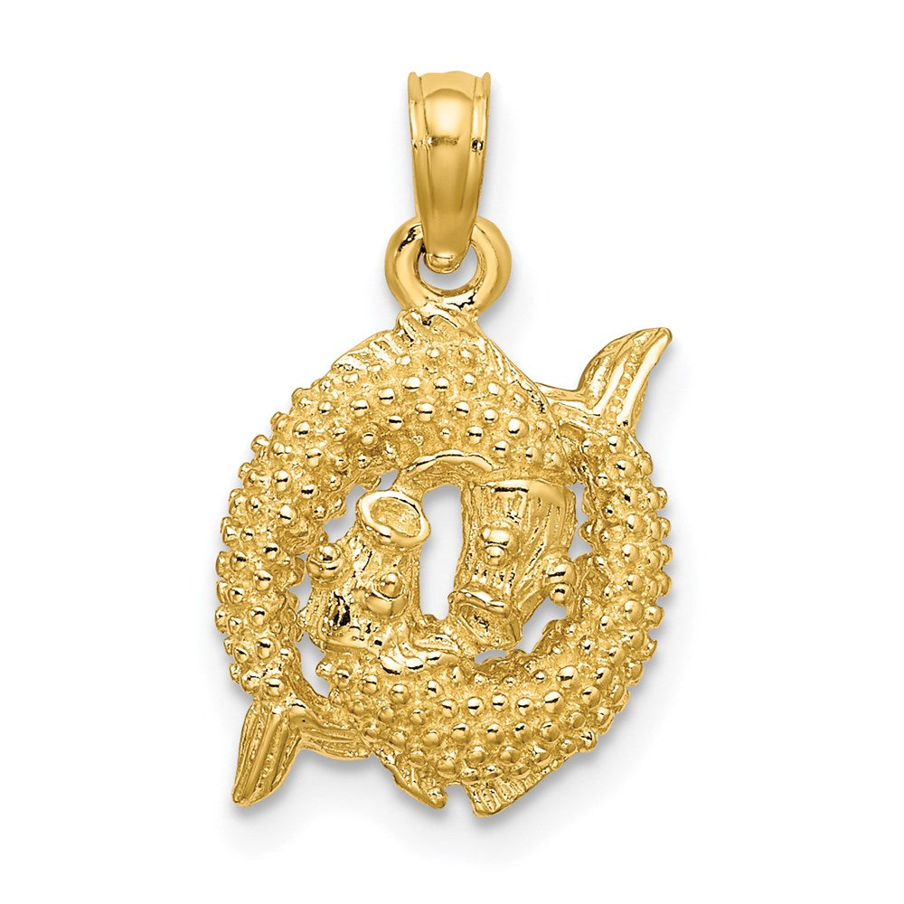 14k 3-D Pisces Zodiac Charm, 18.85 x 11.7 mm
