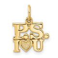 14k P.S. I LOVE YOU Charm, 15 x 12 mm