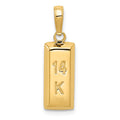 14k 3D Gold Bar Pendant, 22 x 7 mm
