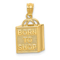 14K Shopping Bag with BORN TO SHOP Pendant, 14 x 12 mm