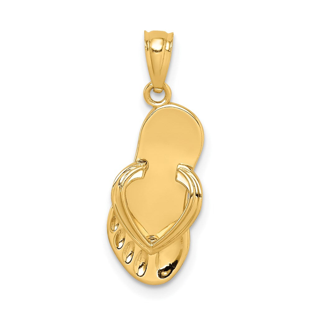 14k 3-D Flip Flop Pendant, 25 x 9 mm