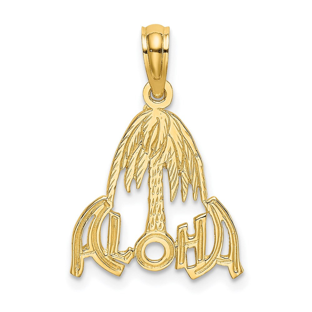 14k ALOHA Palm Tree Charm, 20.4 x 14.1 mm