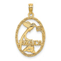 14k JAMAICA with Bird and Flowers Charm, 25.9 x 15.45 mm