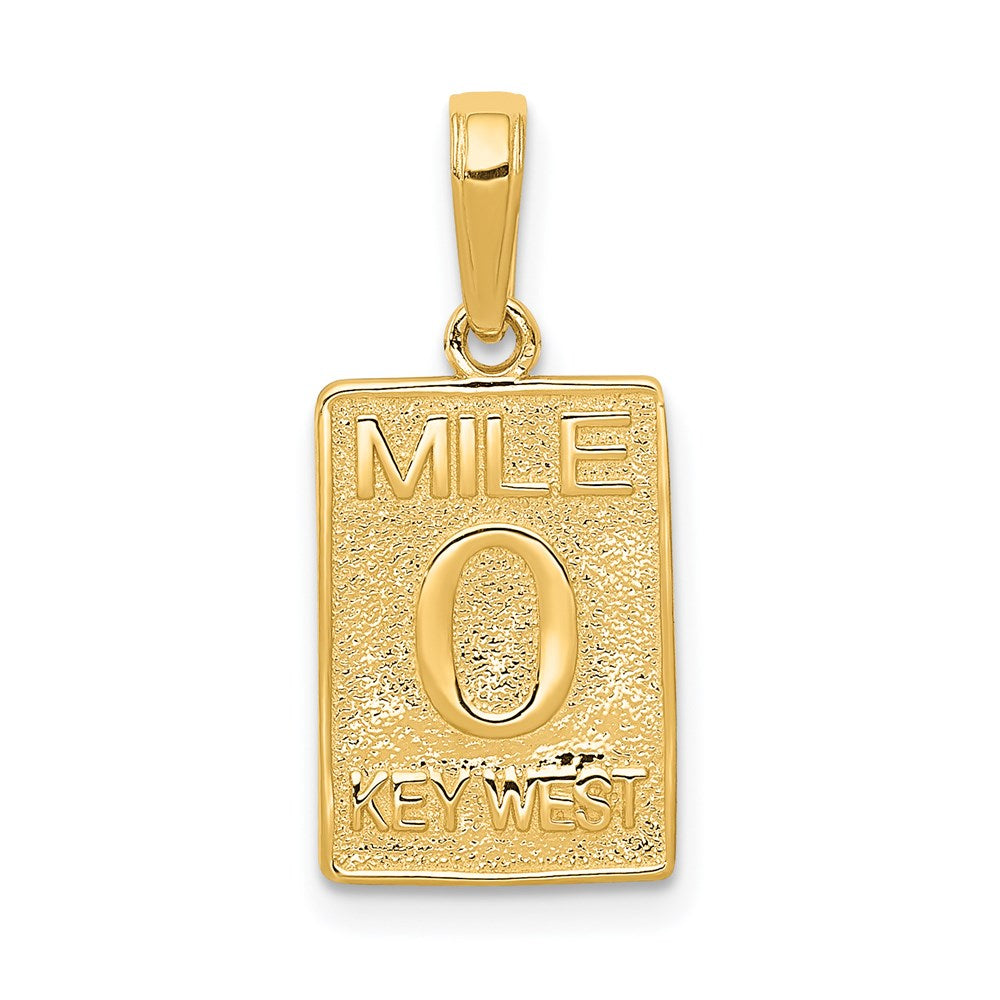 14k MILE 0 KEY WEST Mile Marker Pendant, 20 x 10 mm