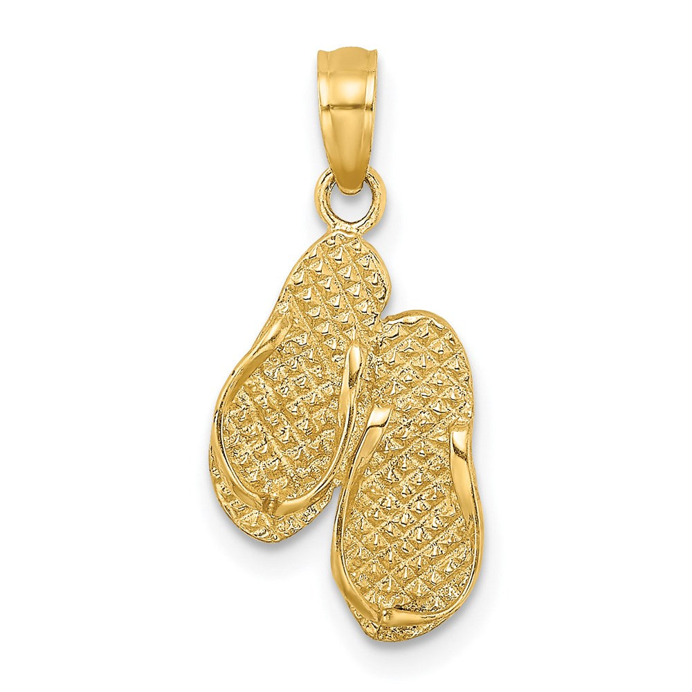 14k 3-D MYRTLE BEACH Flip-Flops Charm, 21.77 x 10.75 mm