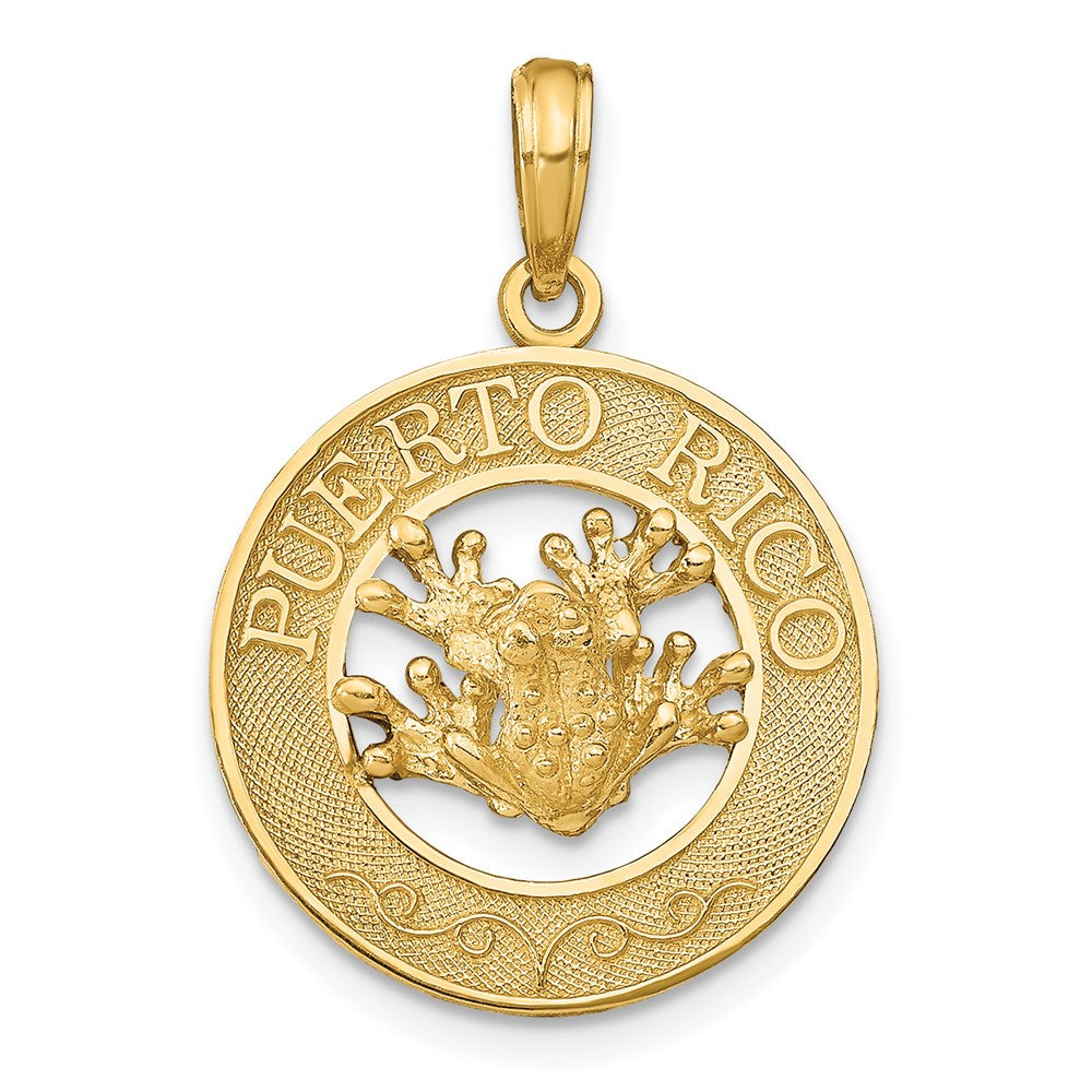 14k PUERTO RICO with Frog Pendant, 26 x 19 mm