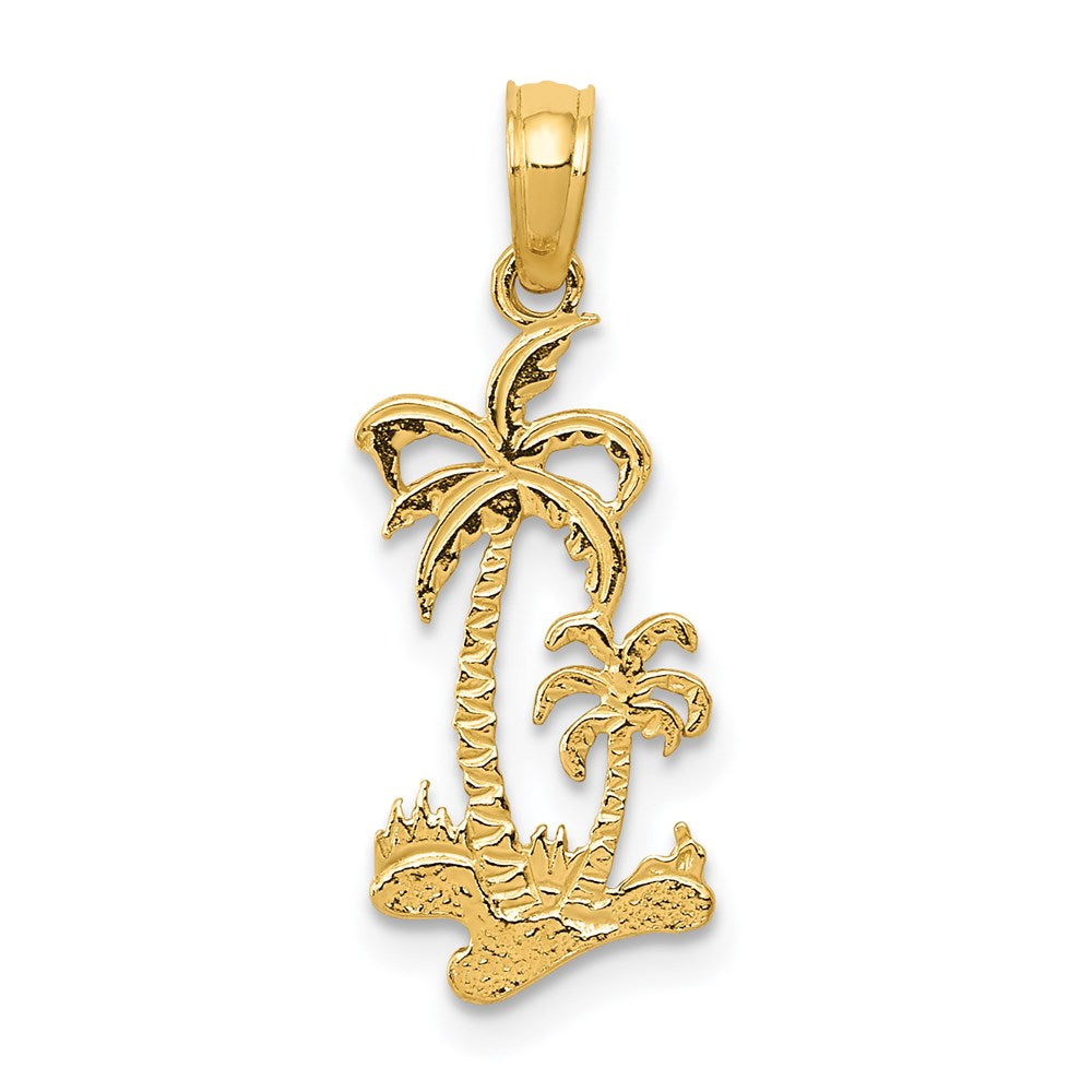 14k Double Palm Trees Pendant, 22.5 x 9 mm