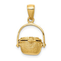 14k 3-D Nantucket Basket with Moveable Lid and Handle Pendant, 18 x 13 mm