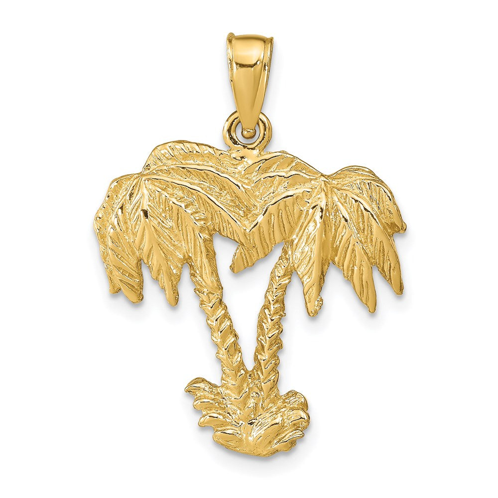 14k Double Palm Trees Pendant, 31 x 22 mm