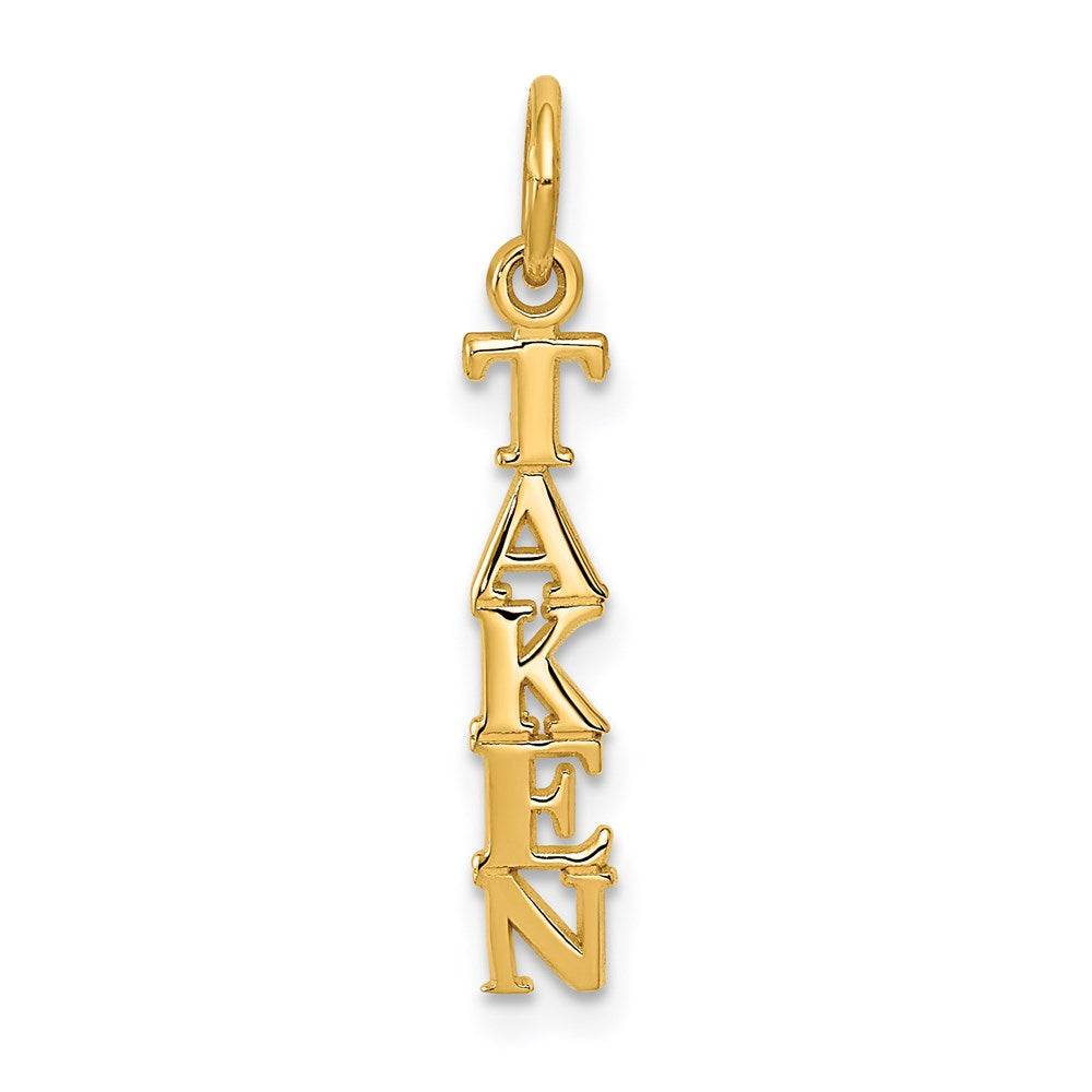 14K Polished TAKEN Vertical Charm, 23 x 3 mm