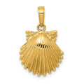 14k Scallop Shell Pendant, 22 x 15 mm
