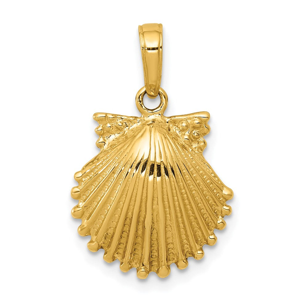 14k Scallop Shell Pendant, 22 x 15 mm