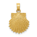 14k Textured Scallop Shell Pendant, 20 x 14 mm