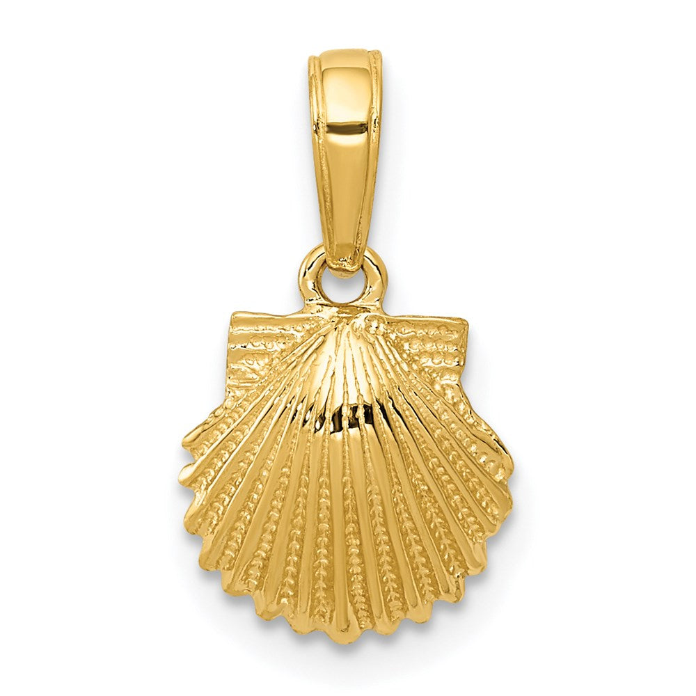 14k Scallop Shell Pendant, 17 x 10 mm