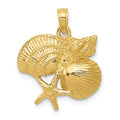 14k Four Shell Cluster Pendant, 23 x 19 mm