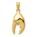 14K 3-D Moveable Stone Crab Claw Pendant, 26 x 11 mm