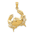 14k Stone Crab with Claw Extended Pendant, 34 x 24.6 mm