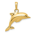 14K Polished 3-D Puffed Dolphin Pendant, 21 x 23 mm