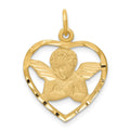 14k Cut-out Angel in Heart Charm, 24 x 18 mm