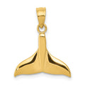 14k Solid Polished Open-Backed Whale Tail Pendant, 20 x 15 mm