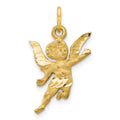 14k Satin Diamond-cut Angel Charm, 24 x 14 mm
