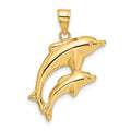 14k Dolphin Pair Pendant, 24 x 18 mm