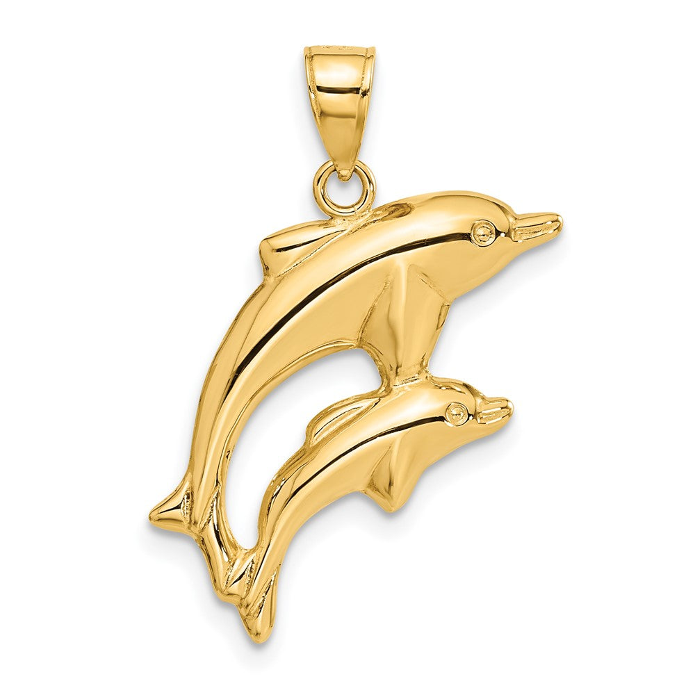 14k Dolphin Pair Pendant, 24 x 18 mm