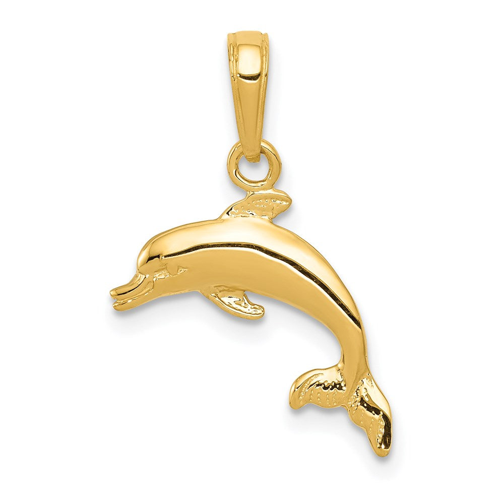 14k Dolphin Jumping Pendant, 21 x 15 mm