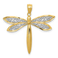 14k and White Rhodium Dragonfly Pendant, 30.5 x 30 mm
