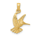 14k Hummingbird Pendant, 20 x 13 mm