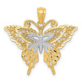 14k and White Rhodium Fancy Butterfly Pendant, 23 x 24 mm